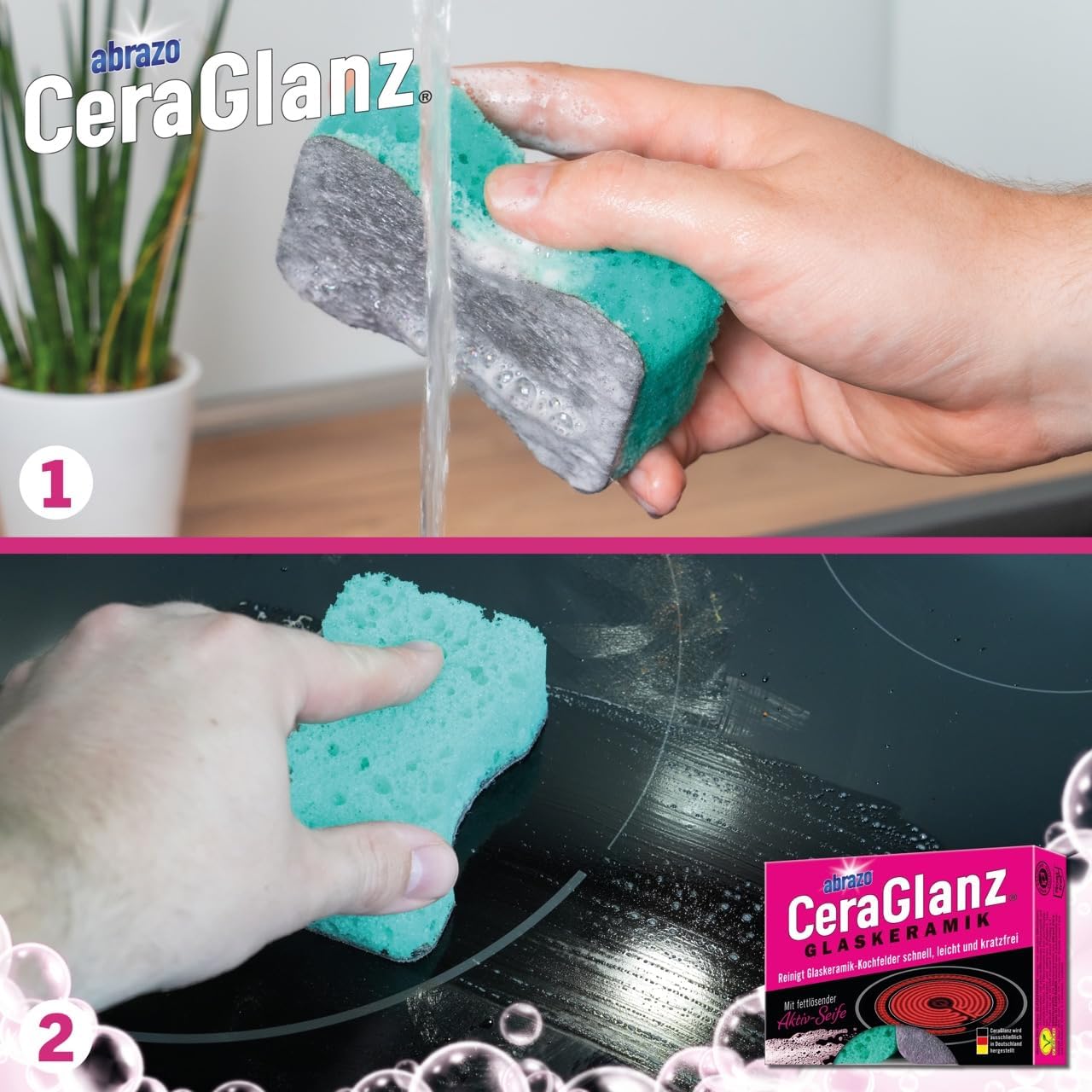 Abrazo Ceraglanz Glaskeramik Herdreiniger Schwamm 2 Stueck