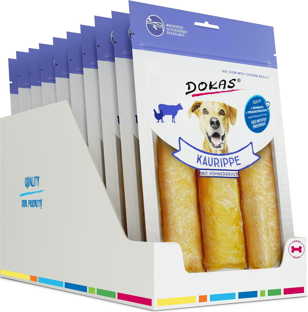 Dokas Kaurippe mit Hühnerbrust Hundesnack Kauknochen 10 x 210 g