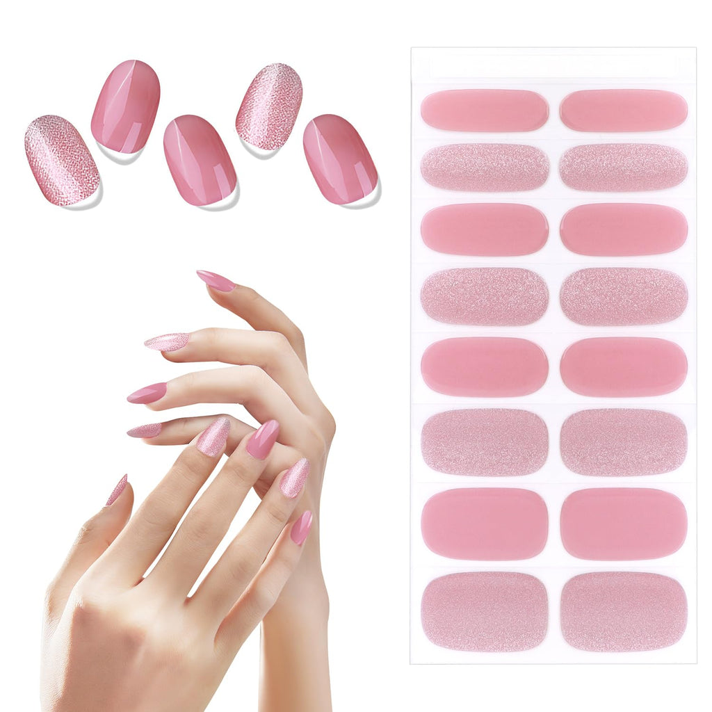 Selbstklebende Gel Nagel Aufkleber hellrosa glaenzend Nail Art Zubehoer