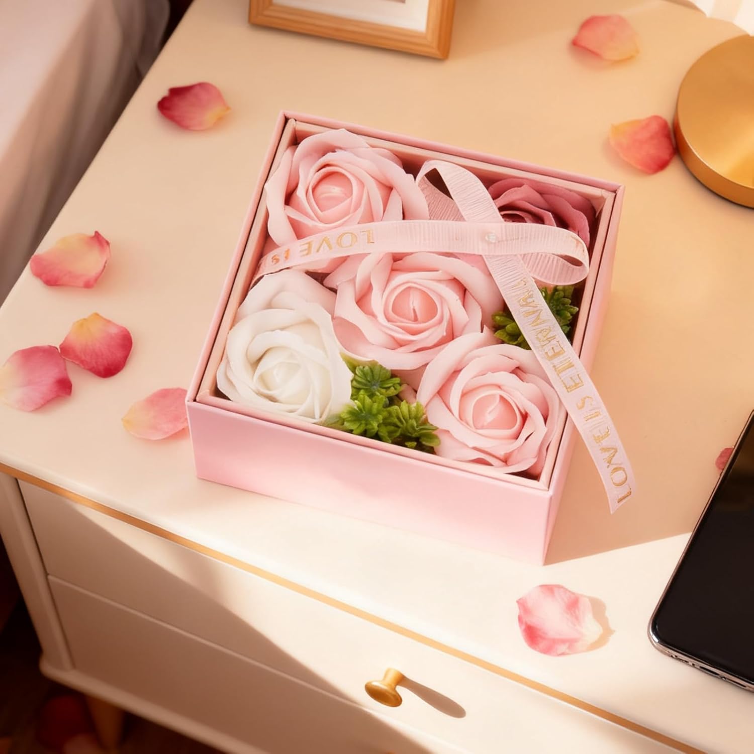 DN DECONATION Schmuckset Ewige Rose Halskette Ohrringe mit Geschenkbox