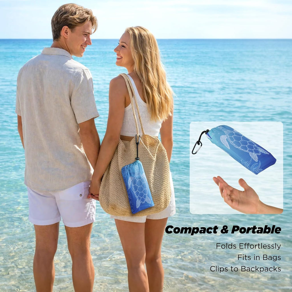 Siegvoll Stranddecke 200x140 cm sandfrei wasserdicht ultraleicht mit 4 Heringen