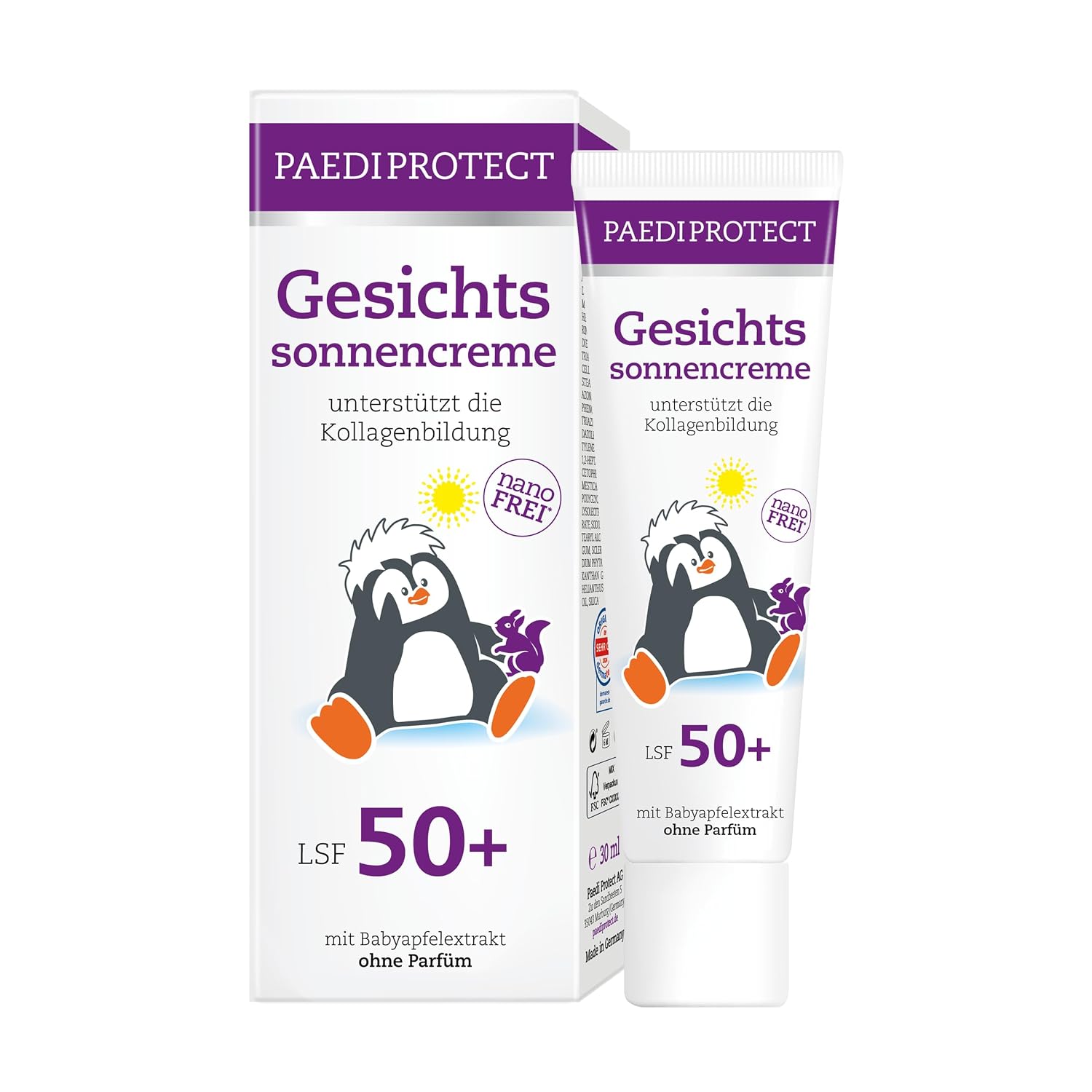 PAEDIPROTECT Gesichtssonnencreme LSF 50+ 30 ml parfuemfrei vegan ohne Mikroplasti