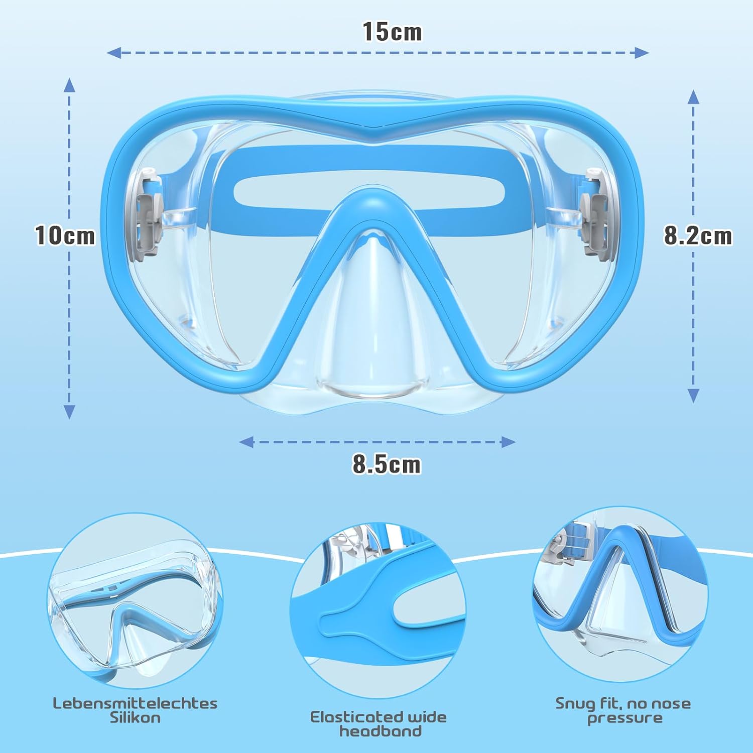 Kinder Schwimmbrille 180° Panorama Taucherbrille Anti-Beschlag Auslaufsicher