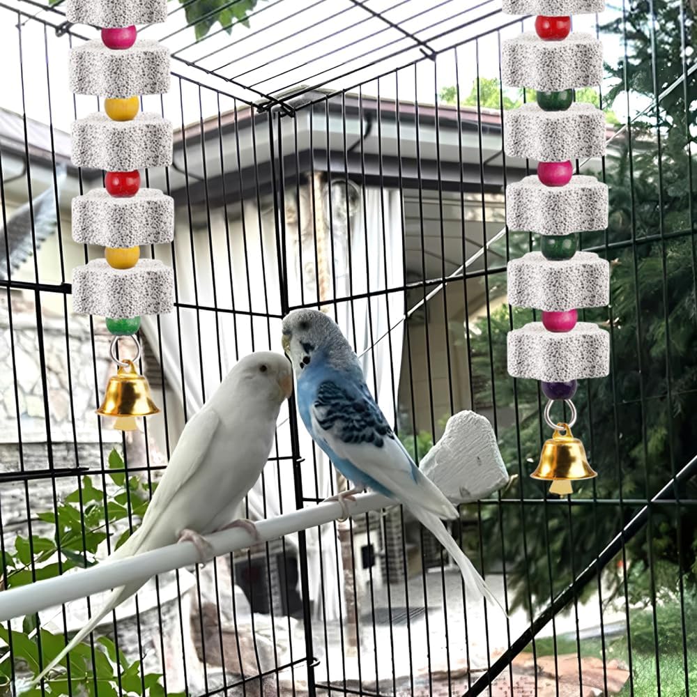 Vogel Kauspielzeug Schnabel Schleifstein mit Glocke für Papagei Wellensittich