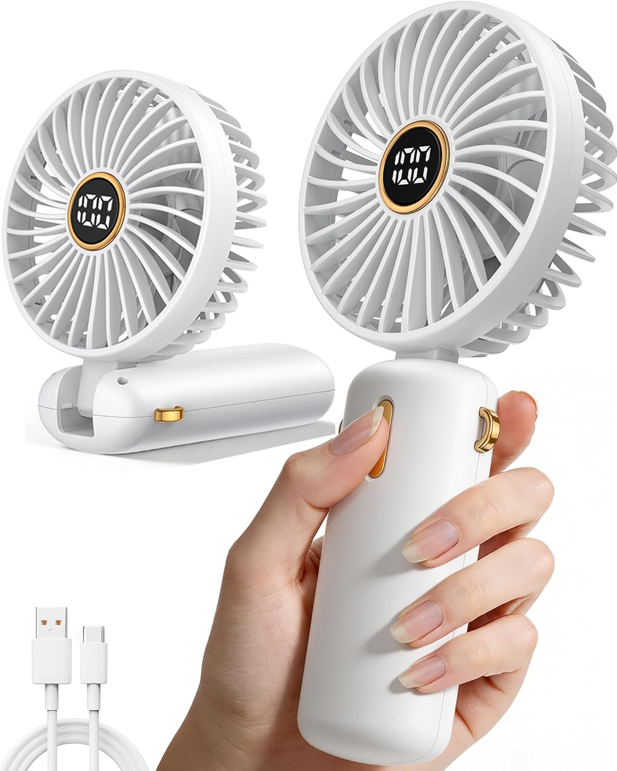 Mini Handventilator Akku USB leise tragbar Tischventilator klein fuer unterwegs
