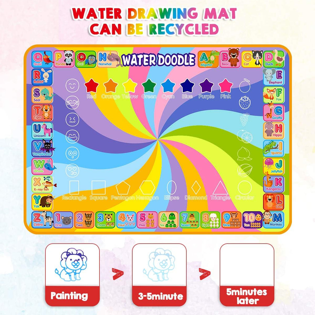 MELAND Wassermalmatte 100×78 cm mit Wasserstift fuer Kinder 3-6 Jahre