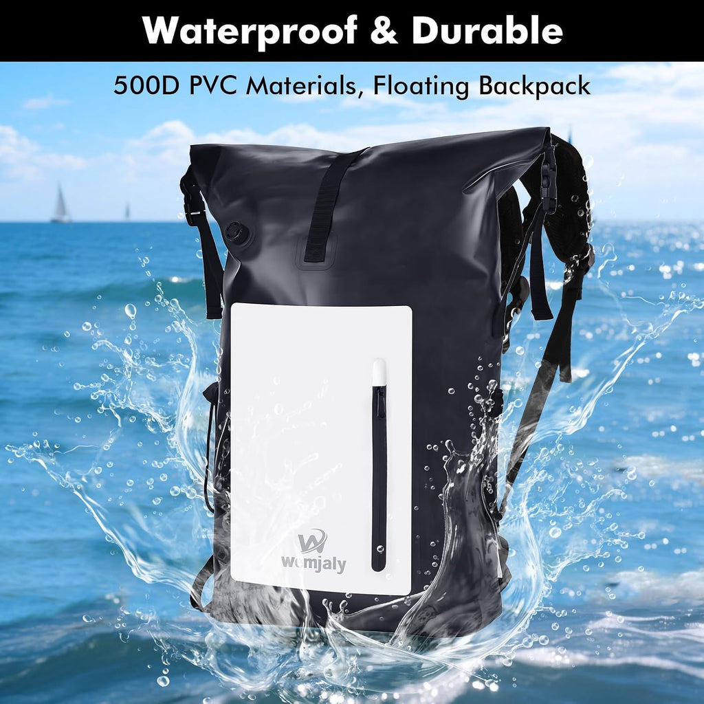 30L Rolltop Rucksack wasserdicht mit Laptopfach und IPX8 Handyhuelle