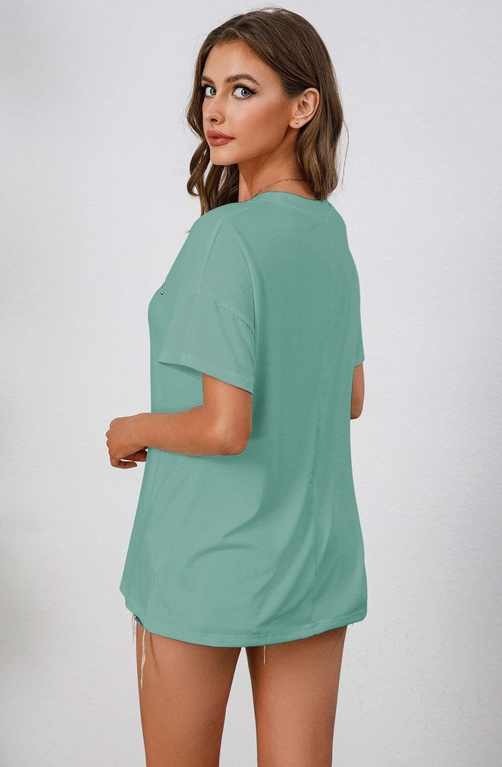 Damen Oversized T‑Shirt Baumwolle kurz-/langarm locker Tunika S-XXL