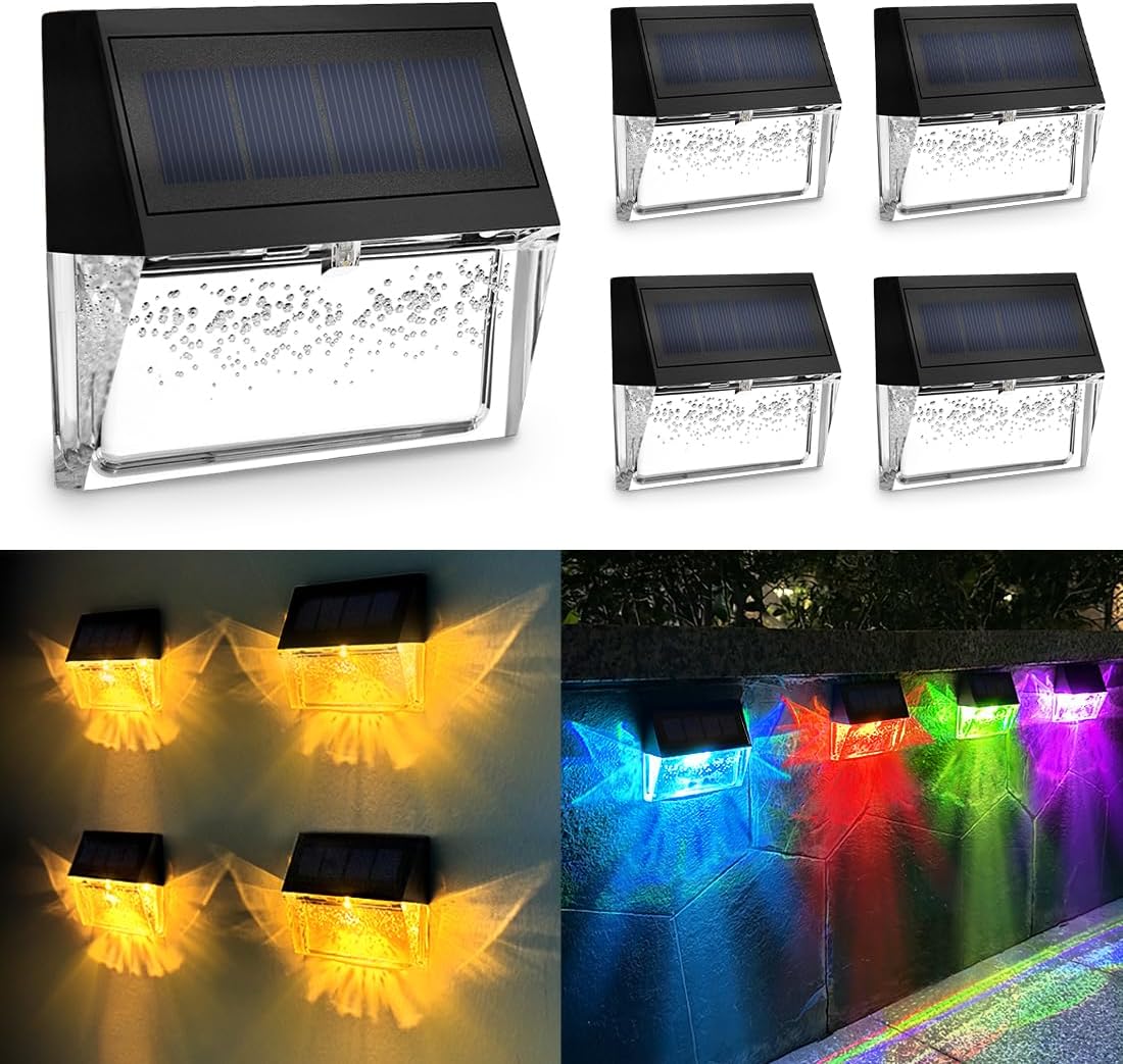 YOFIG Solar Gartenleuchten 4er Set wasserdicht LED Terrasse Stufen 2 Modi