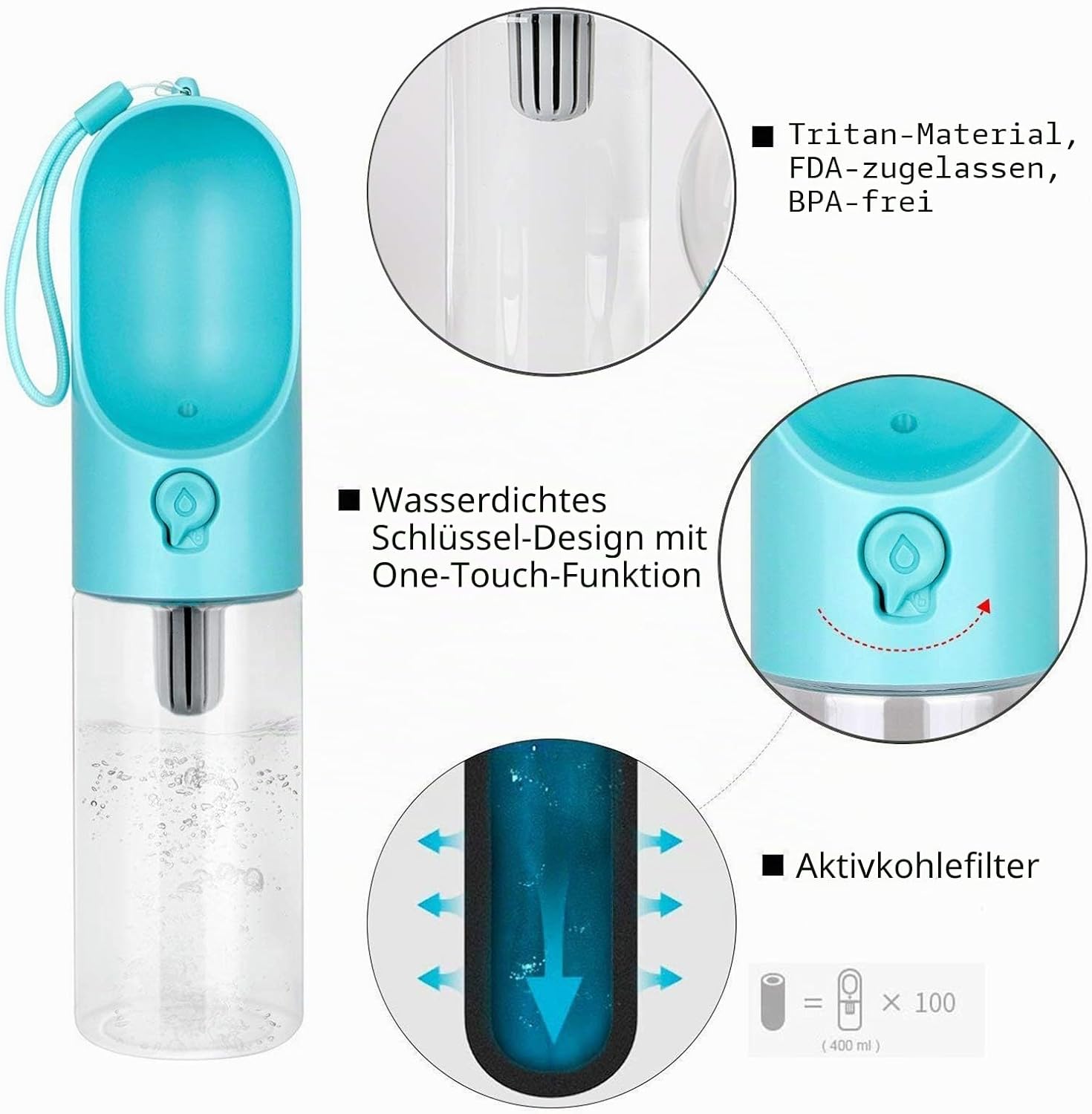 PETKIT Eversweet Hundetrinkflasche faltbar auslaufsicher fuer unterwegs