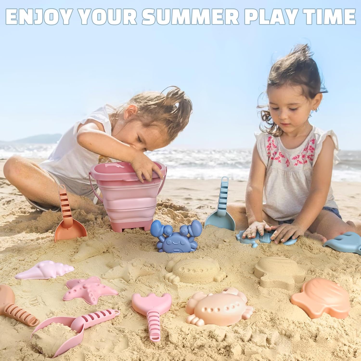 Sandspielzeug Set 18-teilig Kinder Strandspielzeug mit Eimer