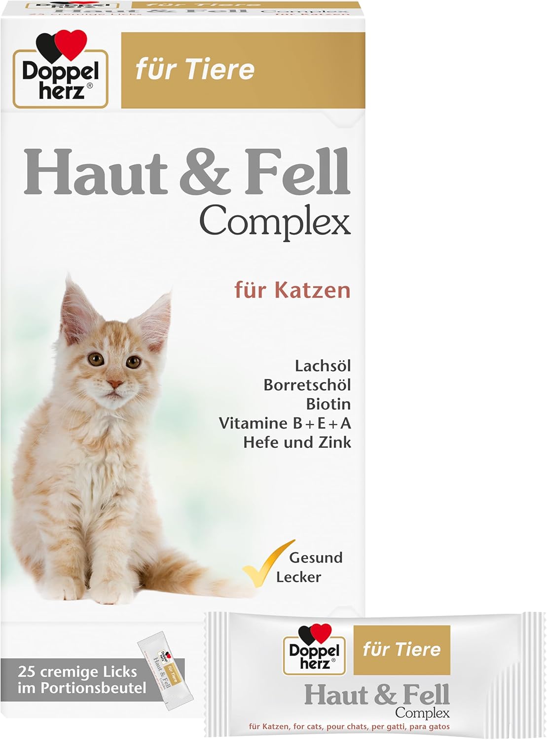 Doppelherz Haut & Fell Complex Katze Omega 3 6 25 Licks Snack