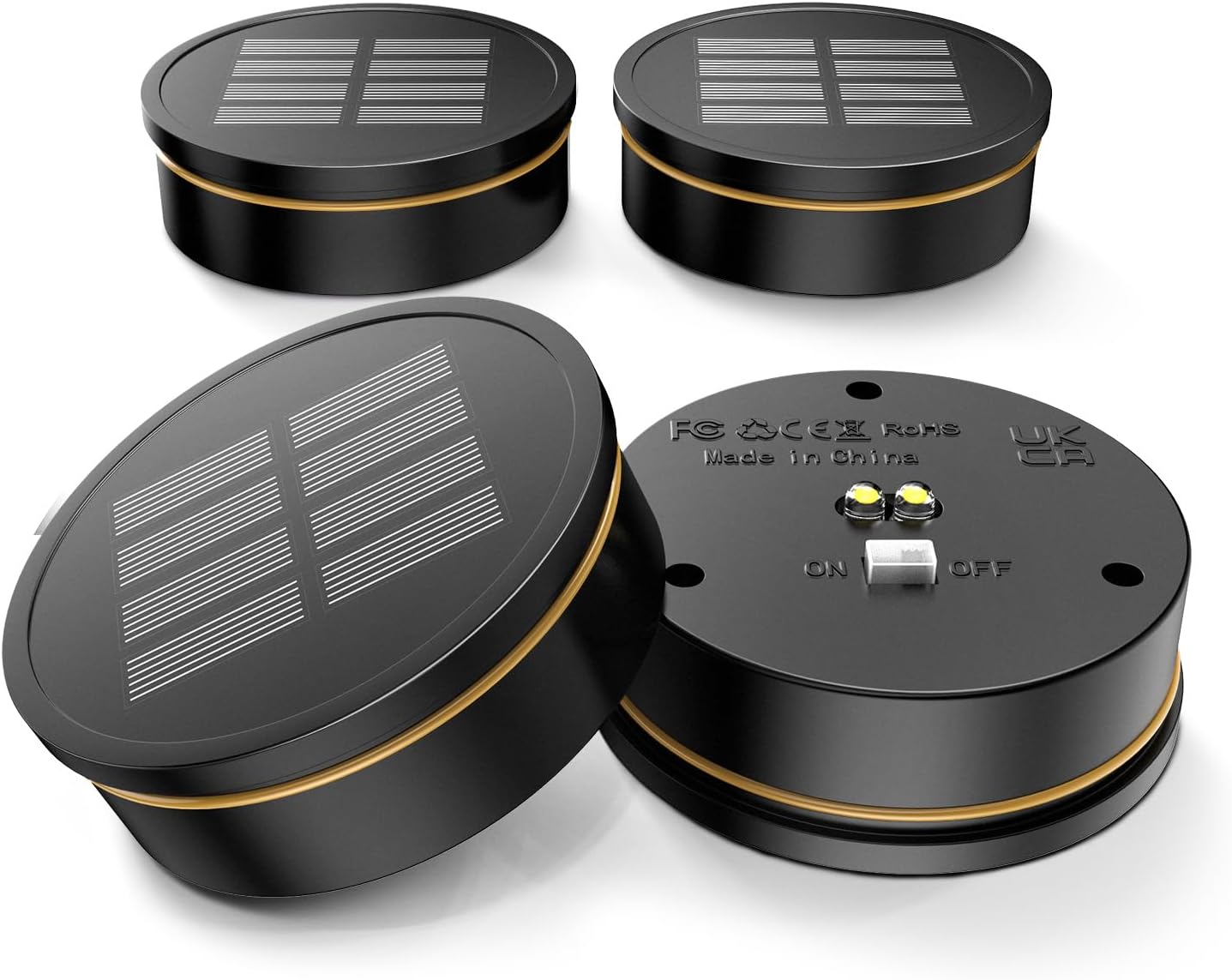 GEARLITE Solarbatterie 800 mAh mit Solarpanel fuer Solarlampe 8 cm, 4er Set