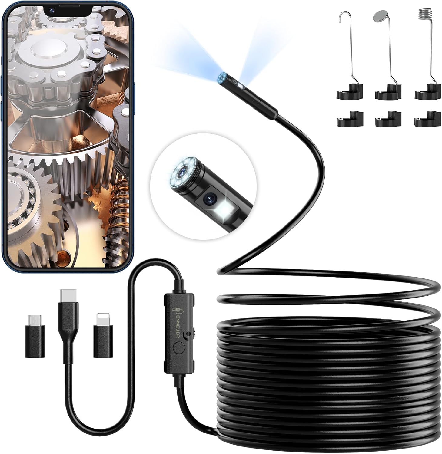 Ennovor Endoskopkamera 1920 HD wasserdicht IP67 5m-10m mit 8 LED fuer Android Tab