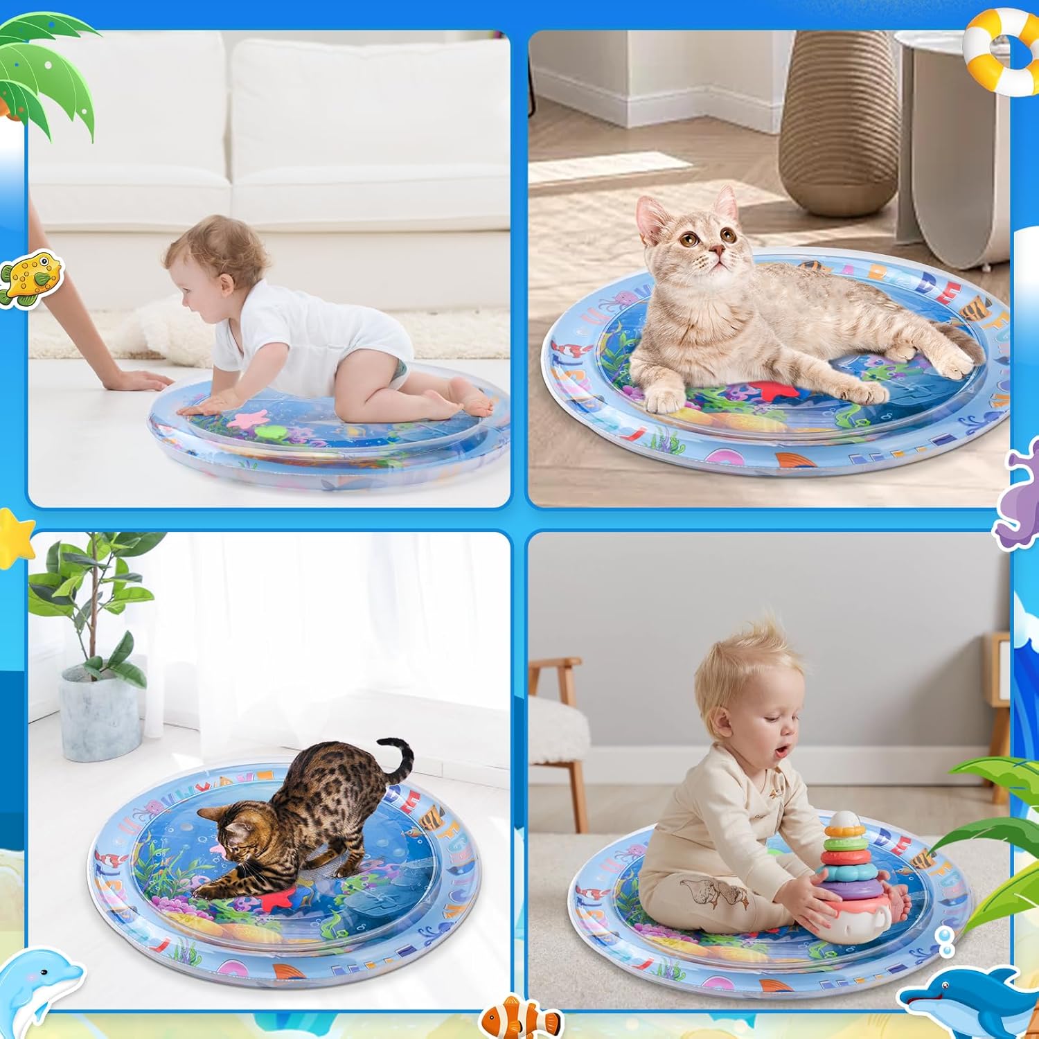 Aufblasbare Wasserspielmatte fuer Kinder Katzen Hunde sensorisch Sommer