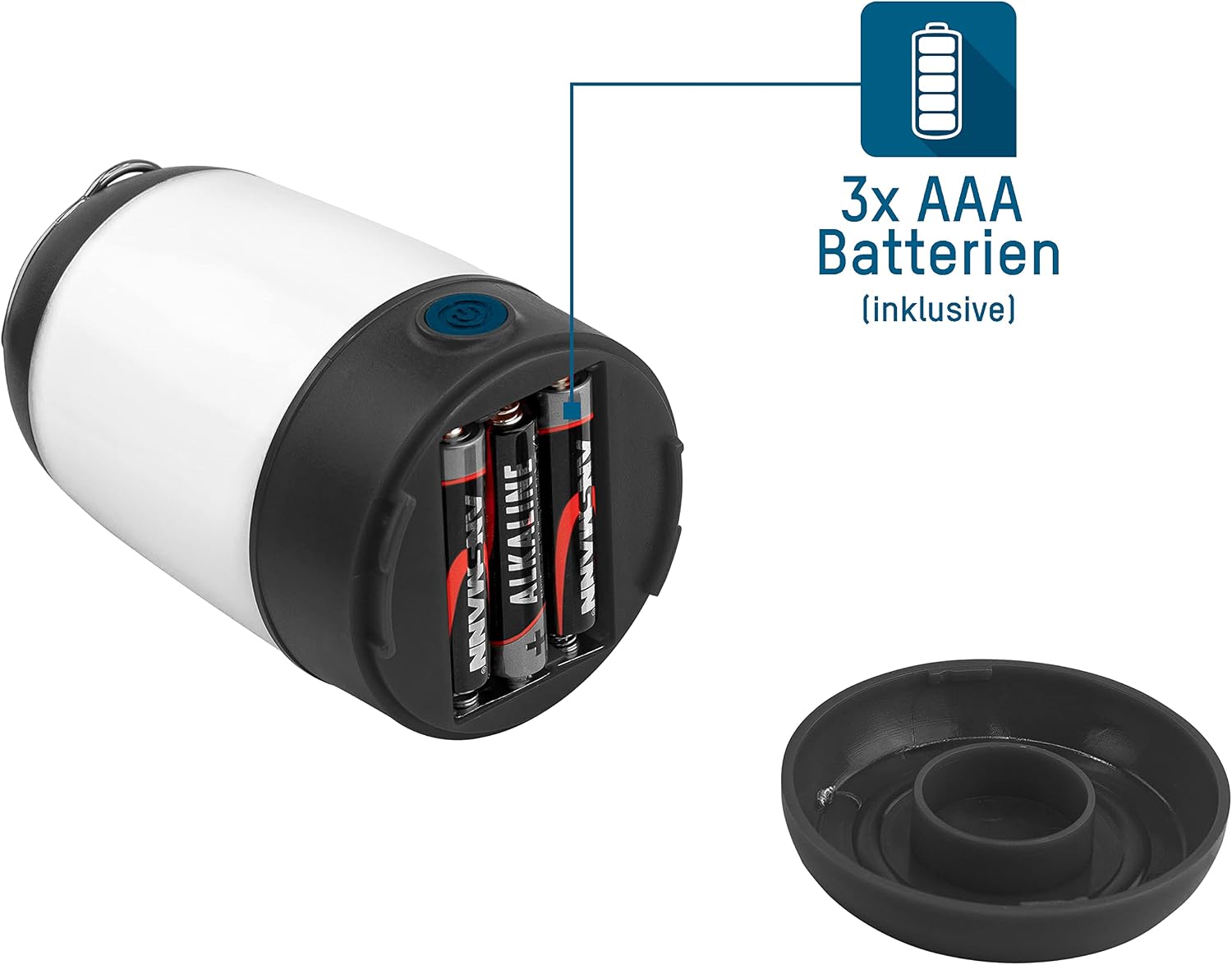 Ansmann Mini LED Licht dimmbar mit Buegel & Haken 3 Modi inkl. 3x AAA Schwarz