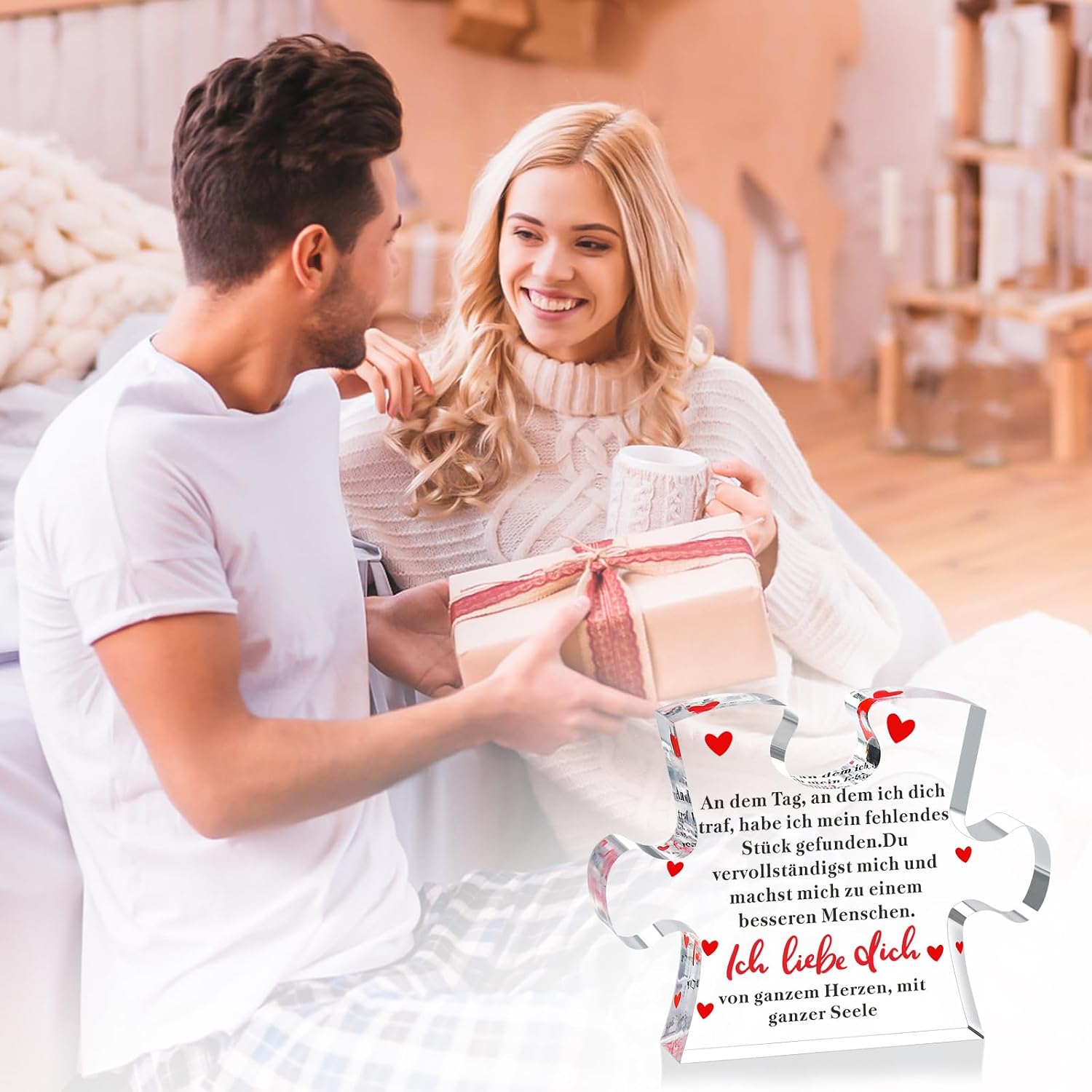 Acryl Puzzle graviert Geschenk fuer Paare - Valentinstag Geburtstag