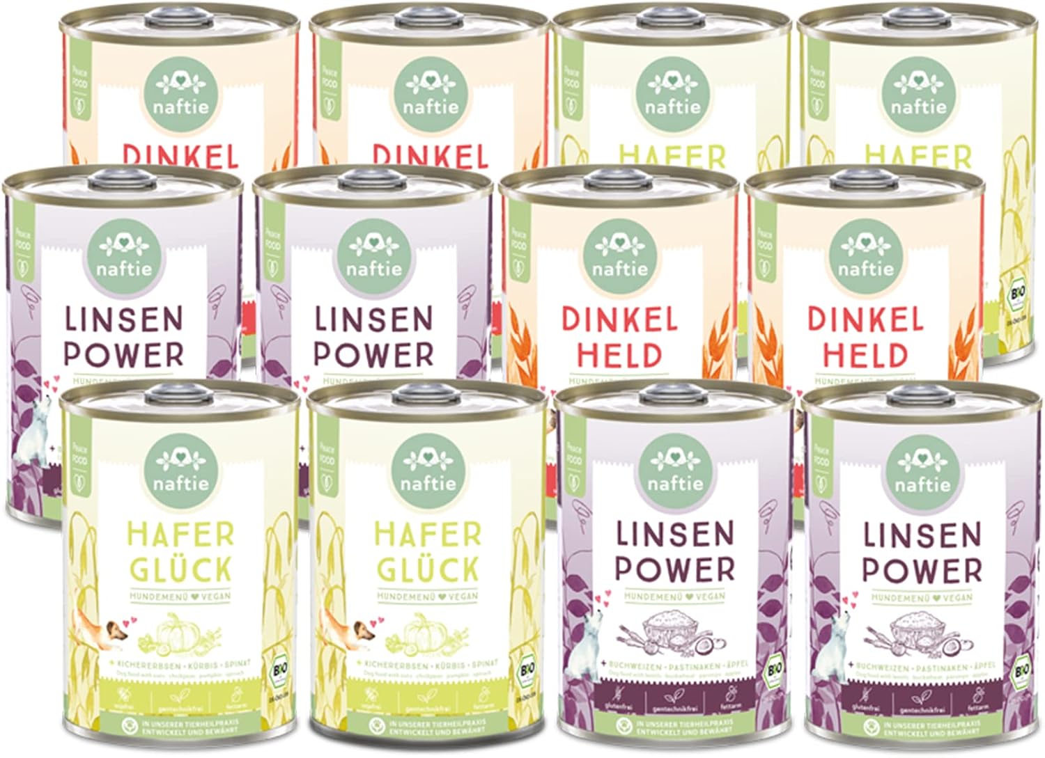 Veganer Hundenassfutter Mixpaket 3 Sorten 6x800g rein pflanzlich