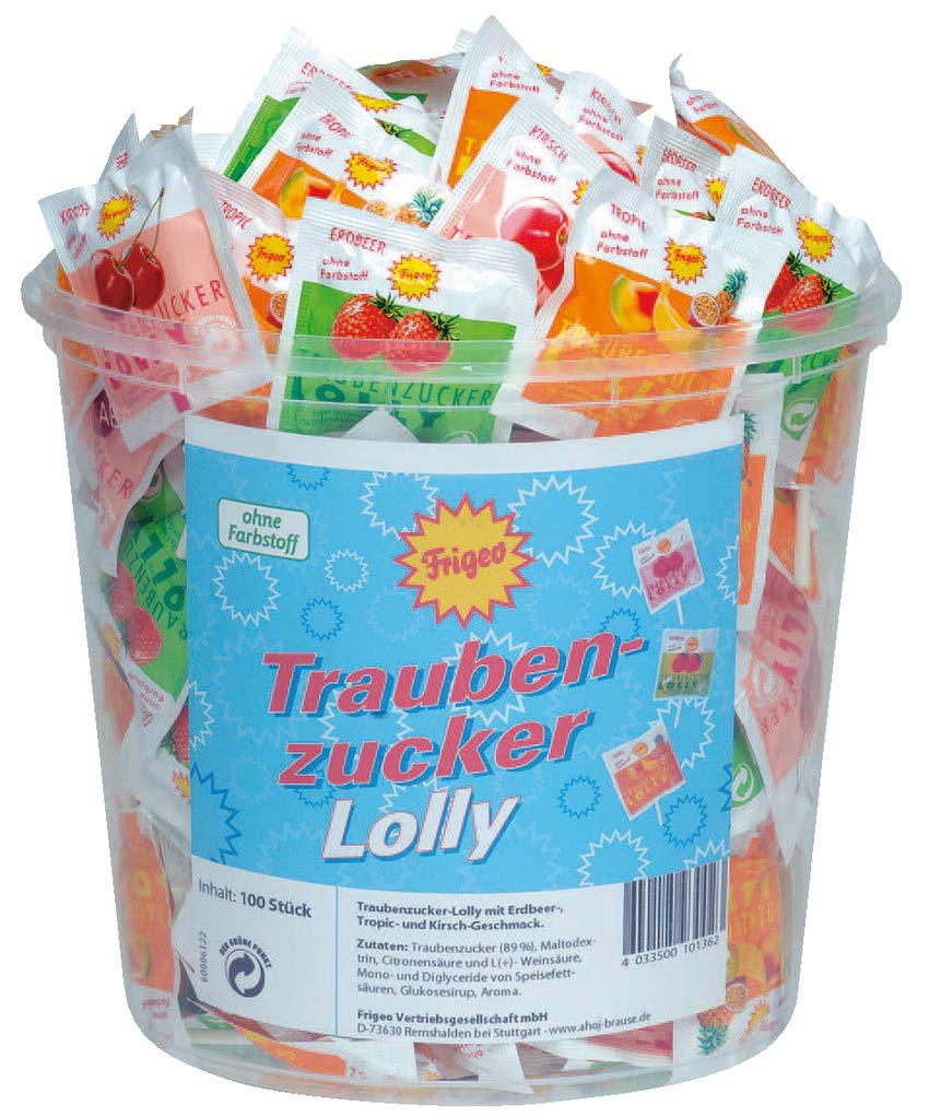 Frigeo Ahoj-Brause Lolly Traubenzucker Lutscher Mix (100 Stueck)