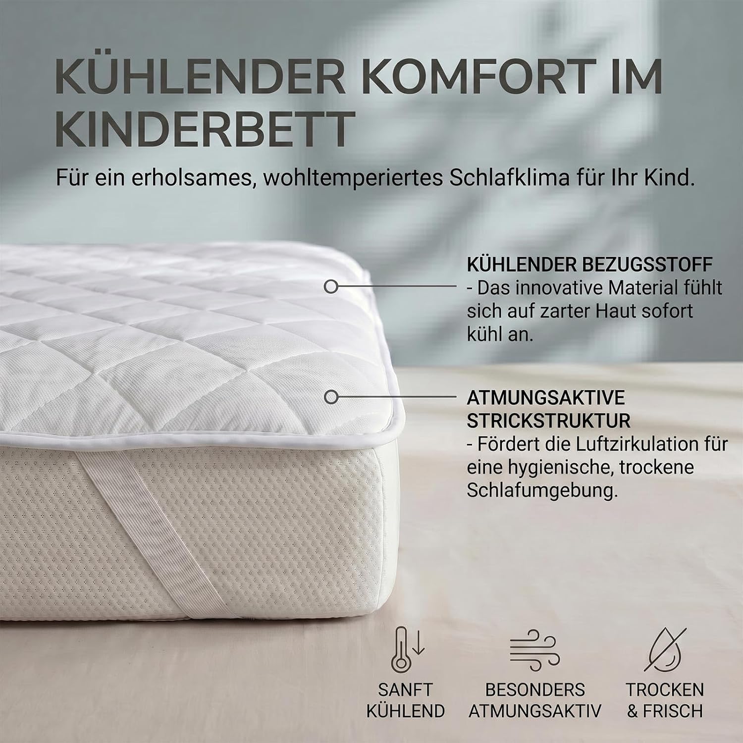 HOMESCAPES Kuehlender Matratzentopper 90x200 cm - atmungsaktive Cool-Touch Matrat