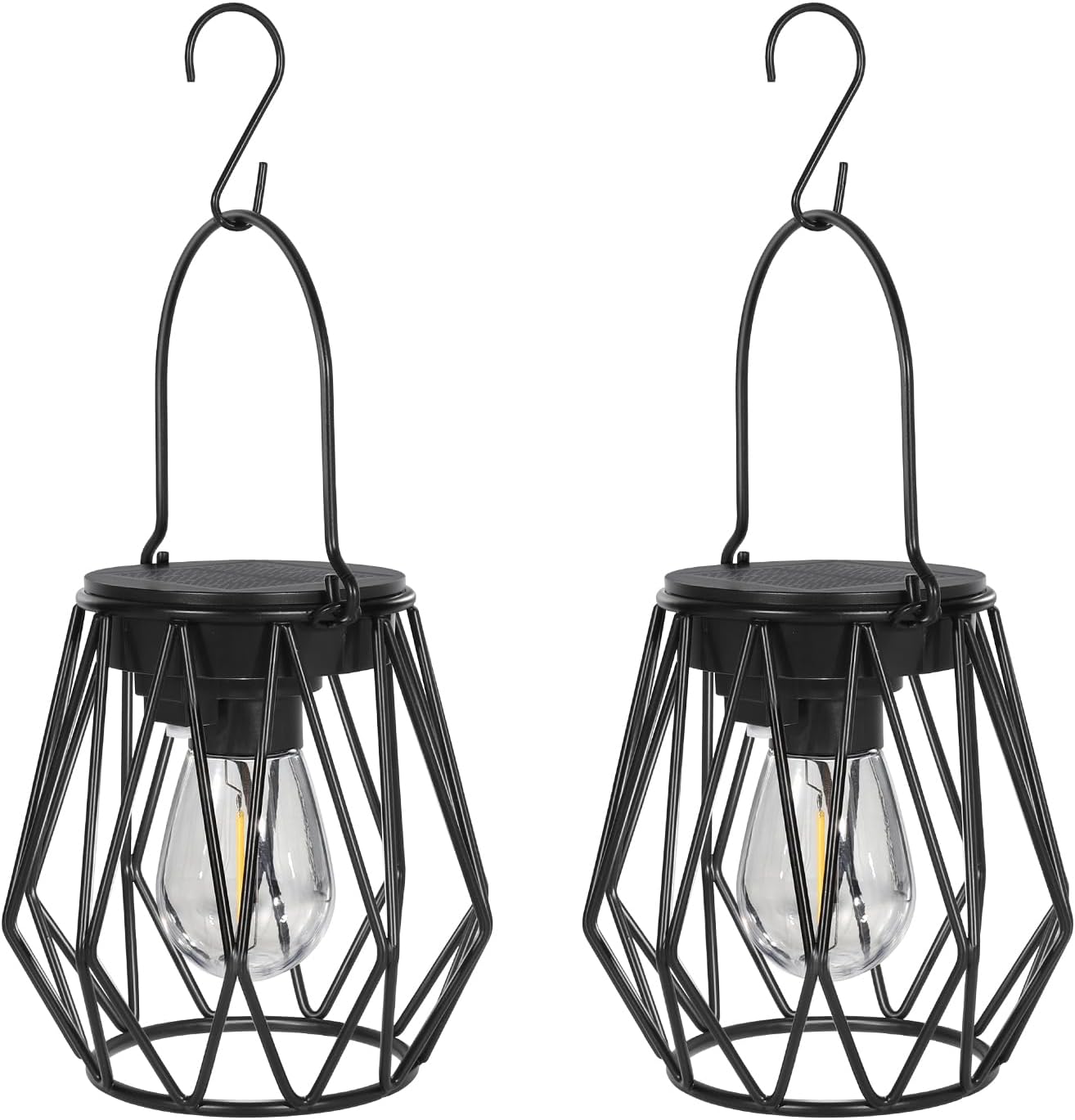 Ketom Solarlampe aussen 2er Set haengend/stehend Metall IP65 Diamant Schwarz