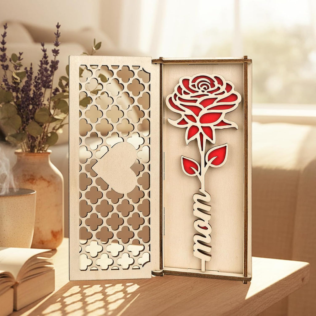 Love Holzrose rot Geschenk fuer Frauen Valentinstag Geburtstag