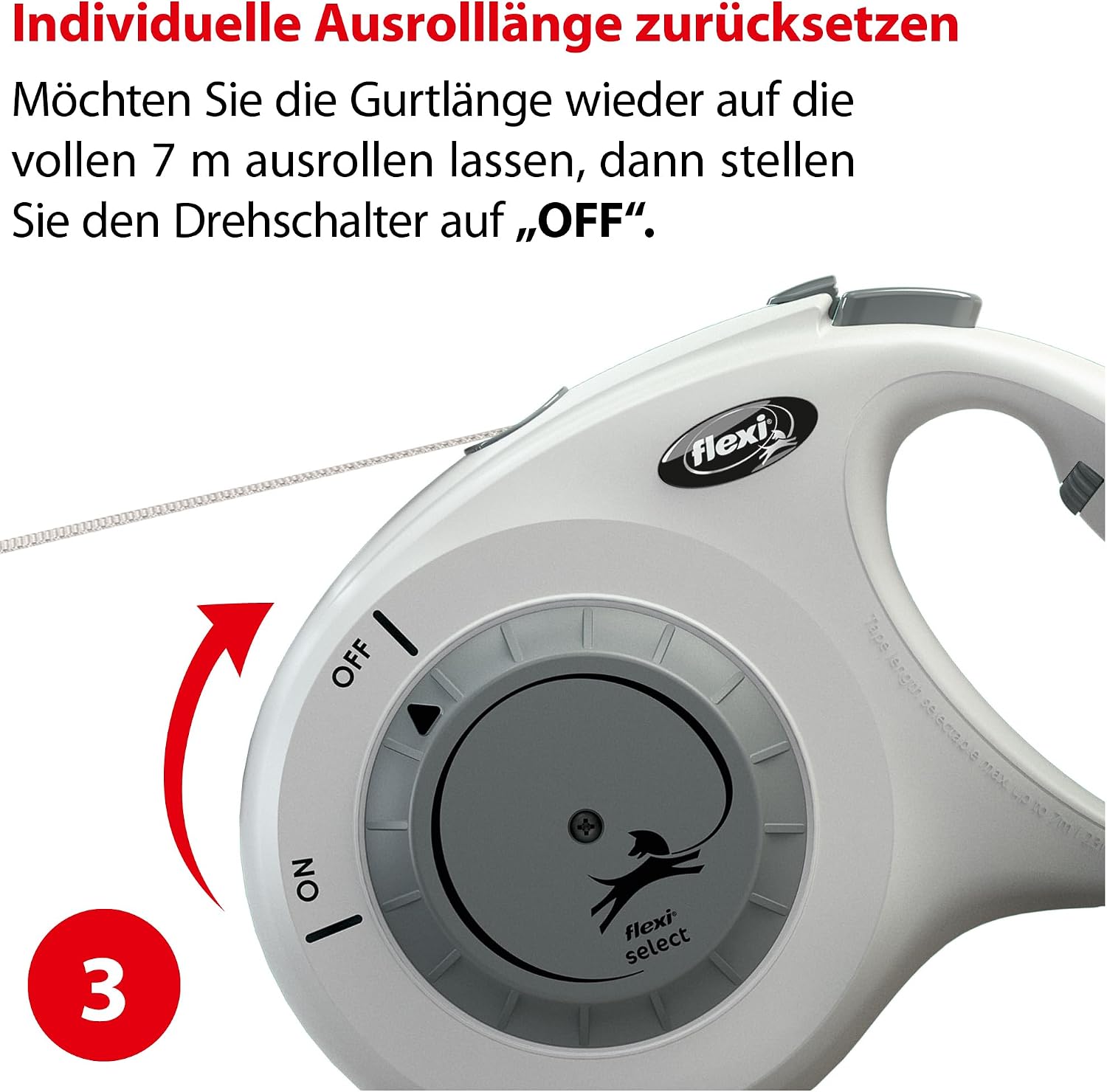flexi Select M Roll-Leine 0-7 m, verstellbar, Gurt fuer Hunde bis, grau
