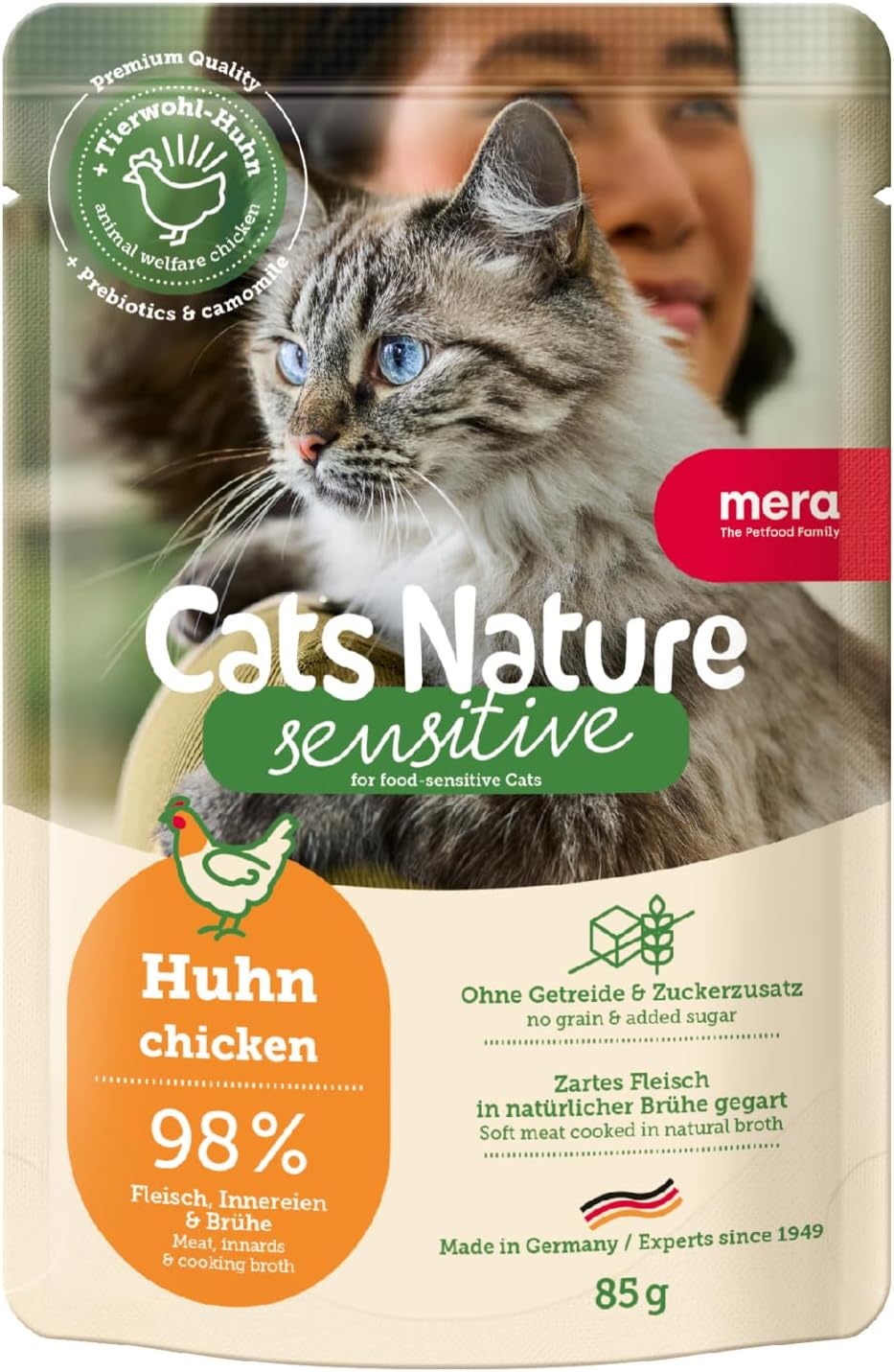 MERA Cats Nature Sensitive Huhn Katzenfutter Nass 12x85g Mono-Protein ohne Getre
