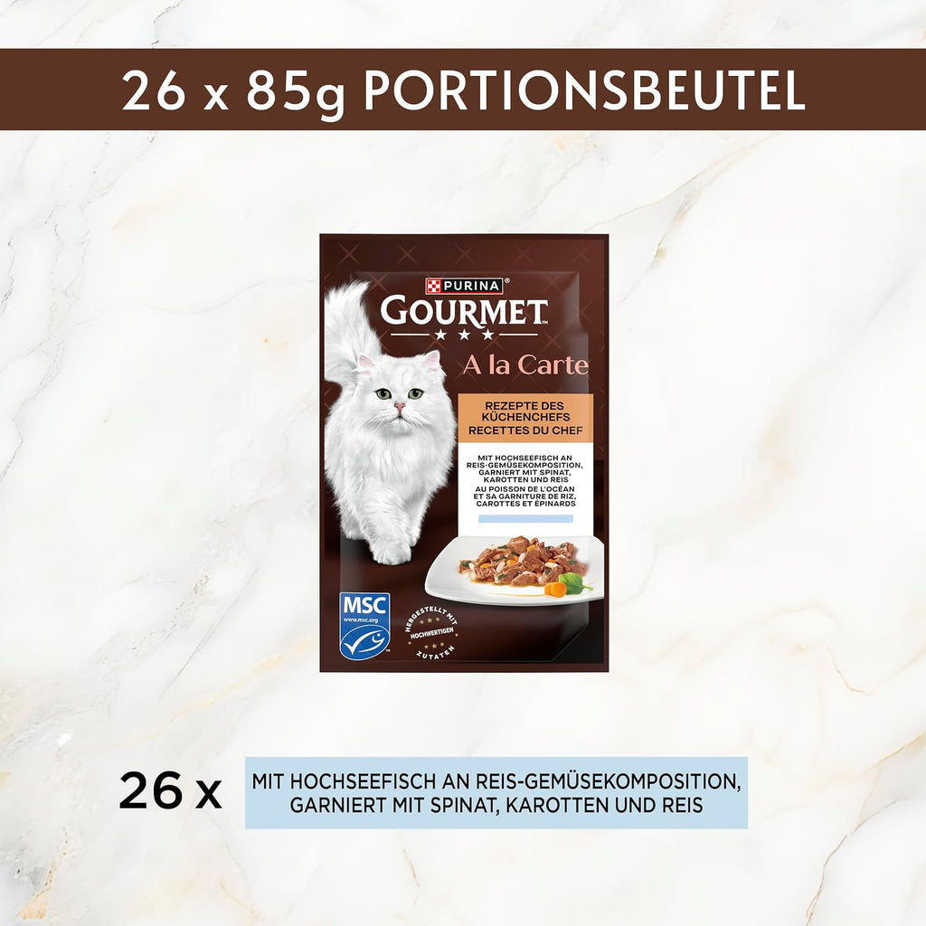 Gourmet A la Carte Nassfutter Katzen Huhn Spinat Pasta-Perlen 26x85g