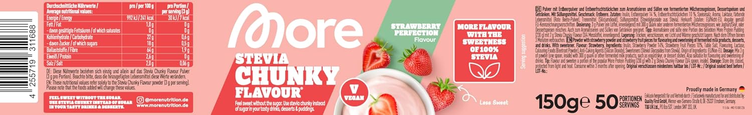 MORE Stevia Chunky Flavour Strawberry Perfection, verschiedene Sorten