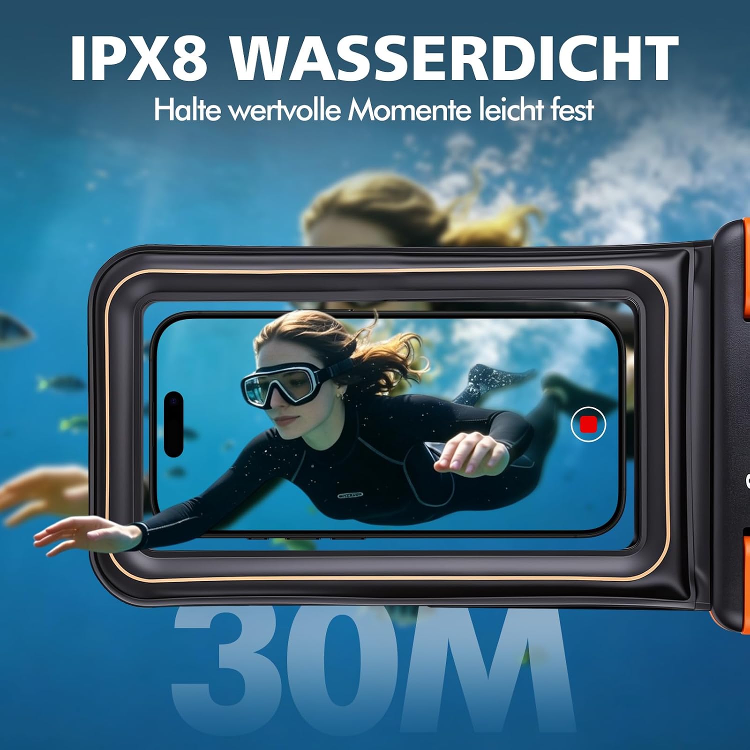 Wasserdichte Handyhuelle IPX8 bis 7,5 Zoll, doppelt wandig, hohe Auftriebskraft