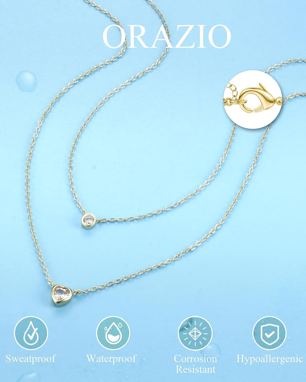 ORAZIO Damen Halskette Silber 925 Rosegold Gold Herz Schmetterling Zirkon