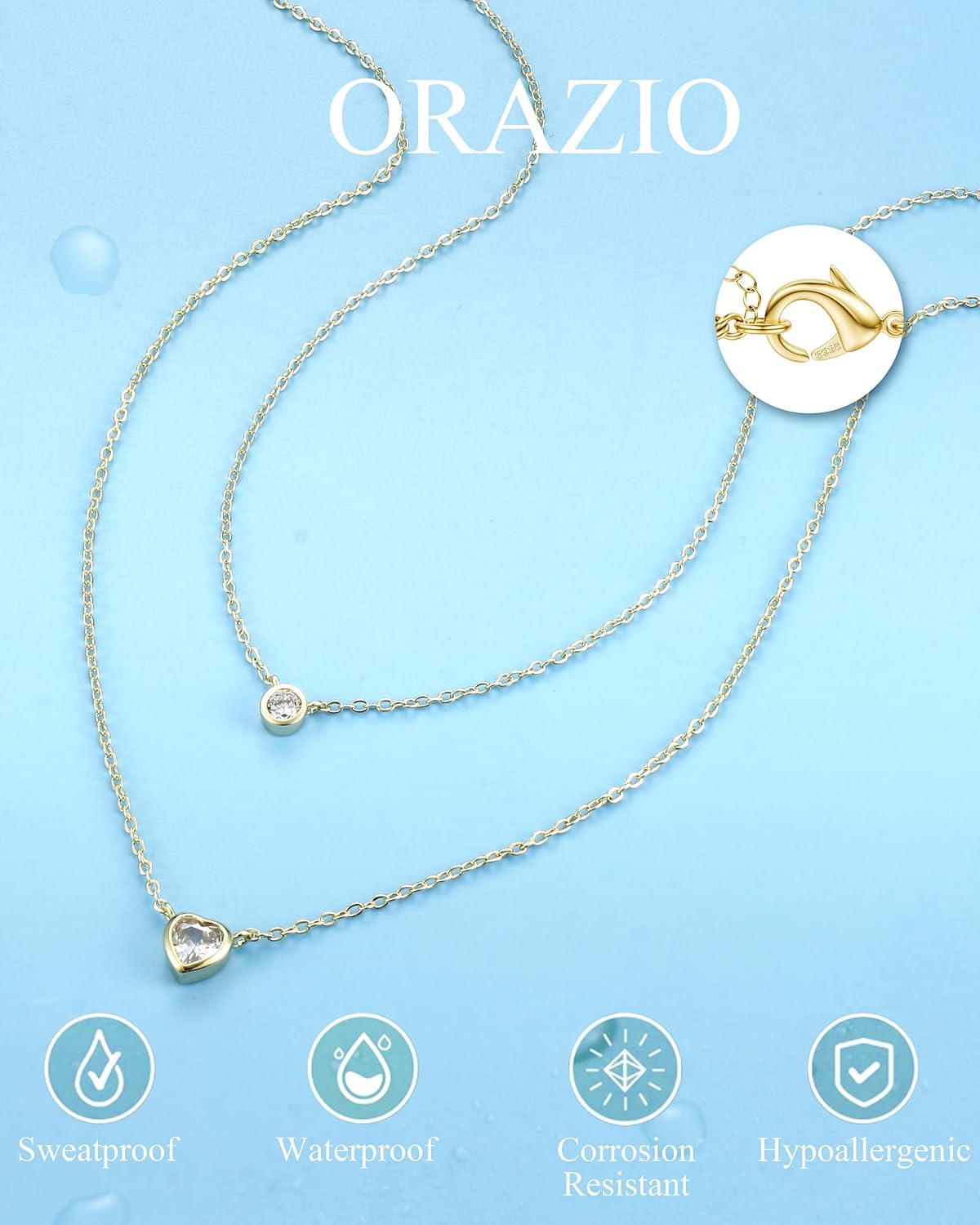 ORAZIO Damen Halskette Silber 925 Rosegold Gold Herz Schmetterling Zirkon