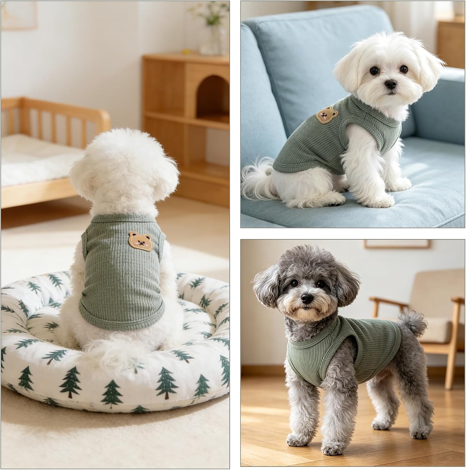 Hundekleidung Hundeweste Tank Top atmungsaktiv leicht OP-Body Chihuahua M Gruen