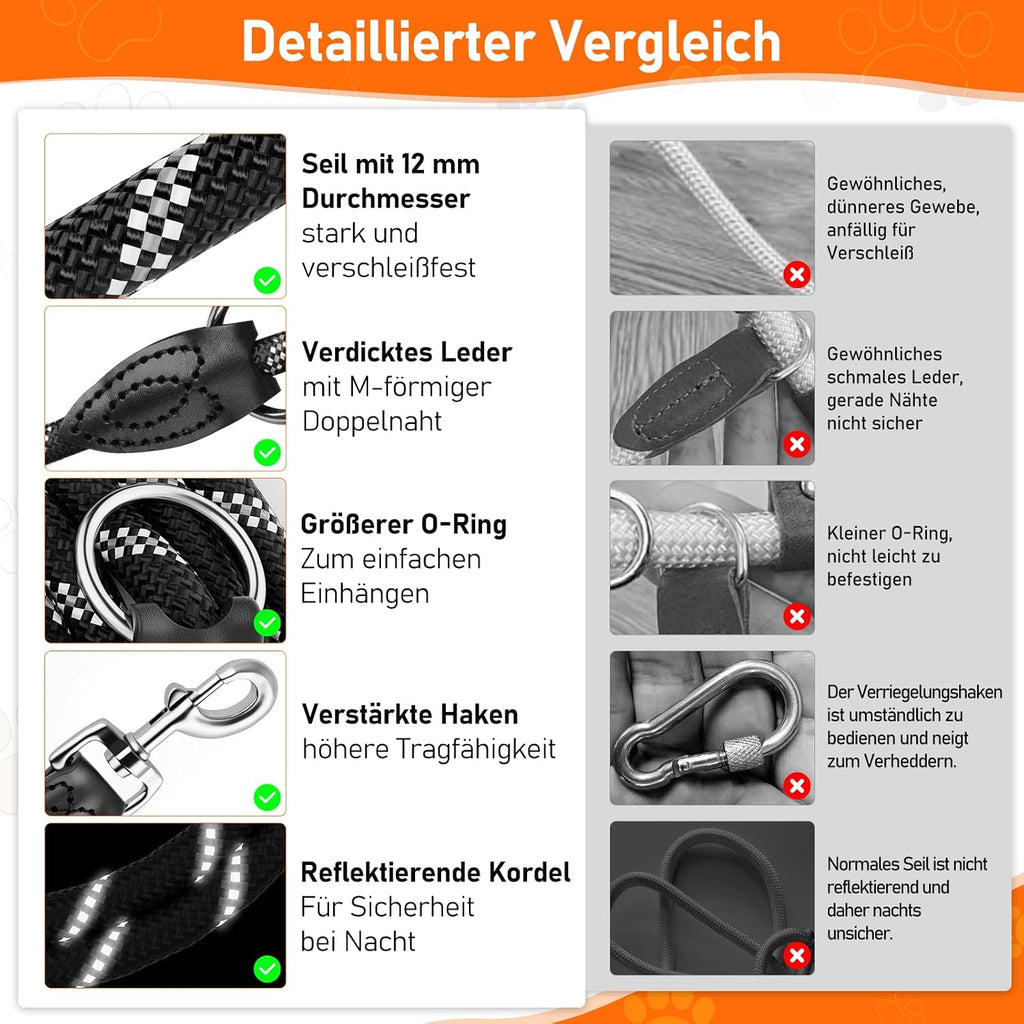 Aystkniet verstellbare Hundeleine 12 mm Nylon reflektierend 2m-3m