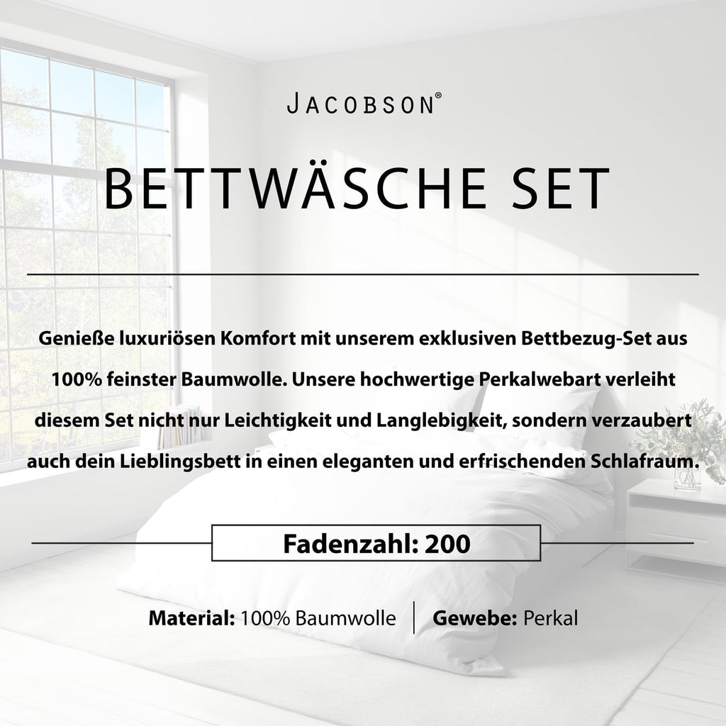 Bettwaesche 135x200 Baumwolle Perkal 2-teilig Anthrazit mit Reissverschluss
