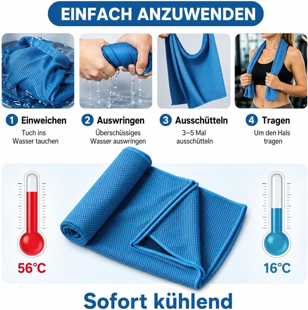 Kuehltuch Set fuer Sport Outdoor - kuehlend, atmungsaktiv, schweissabsorbierend