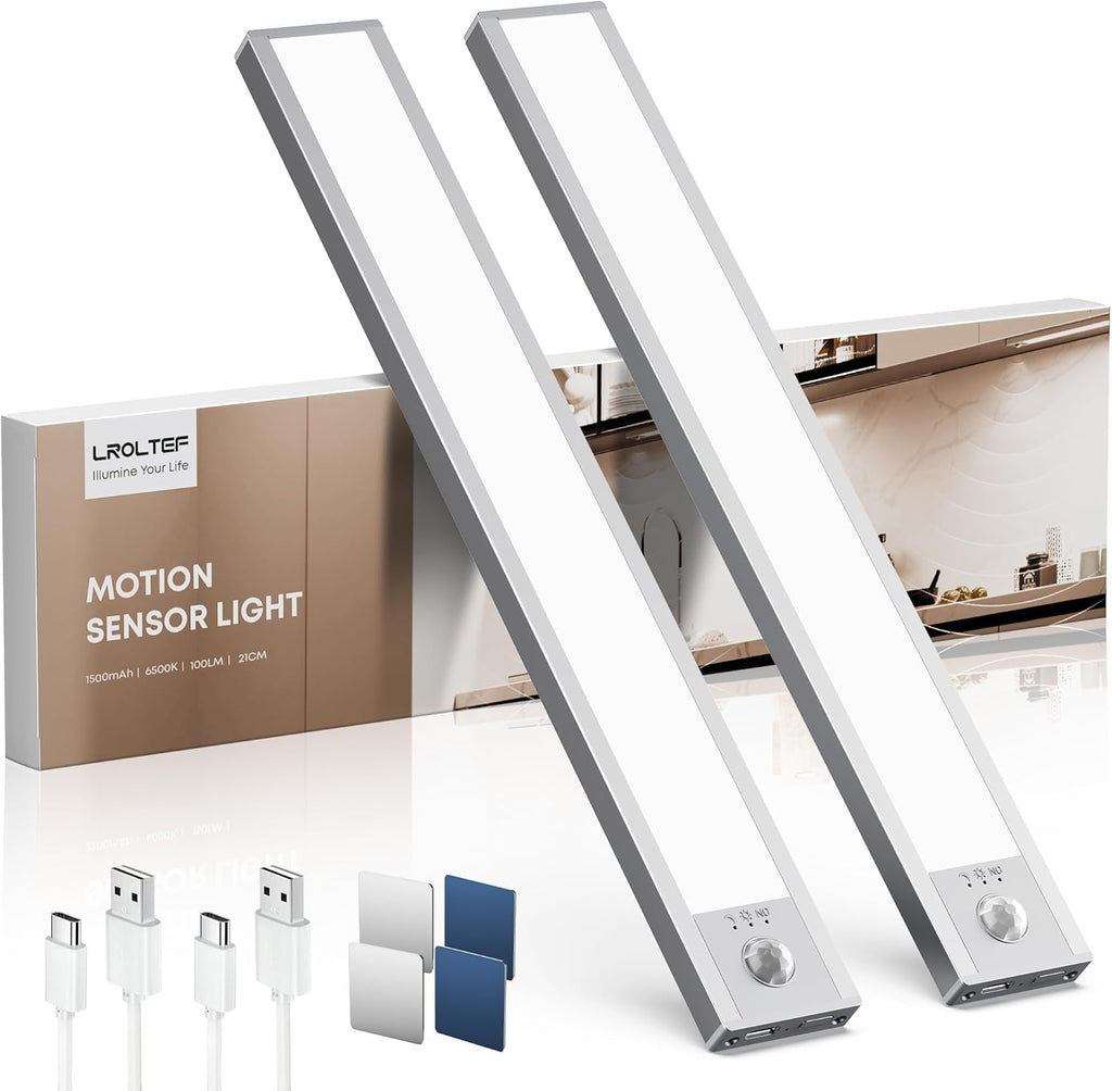 LED Schrankbeleuchtung 2er Set mit Bewegungsmelder 21cm-50cm Unterbauleuchte