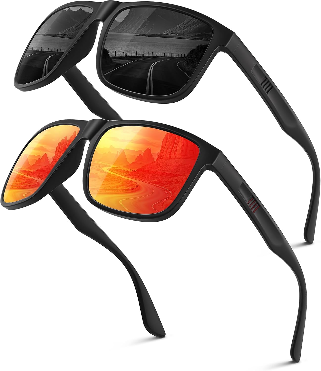 Polarisiert Herren Sonnenbrille UV400 UV-Schutz Retro rechteckig ultraleicht