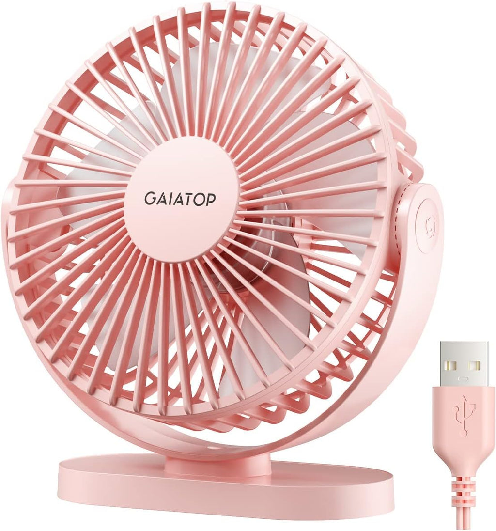 gaiatop USB Tischventilator 14 cm, 3 Geschwindigkeiten, 90° drehbar, mini