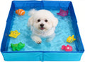 Faltbarer Hundepool 50x50x10 cm aus PVC mit 6 Fischspielzeug fuer kleine Hunde Ka