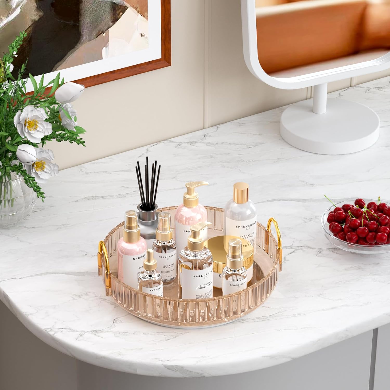 Make-up Organizer 360° drehbar transparent 1 Ebene Kosmetik Aufbewahrung