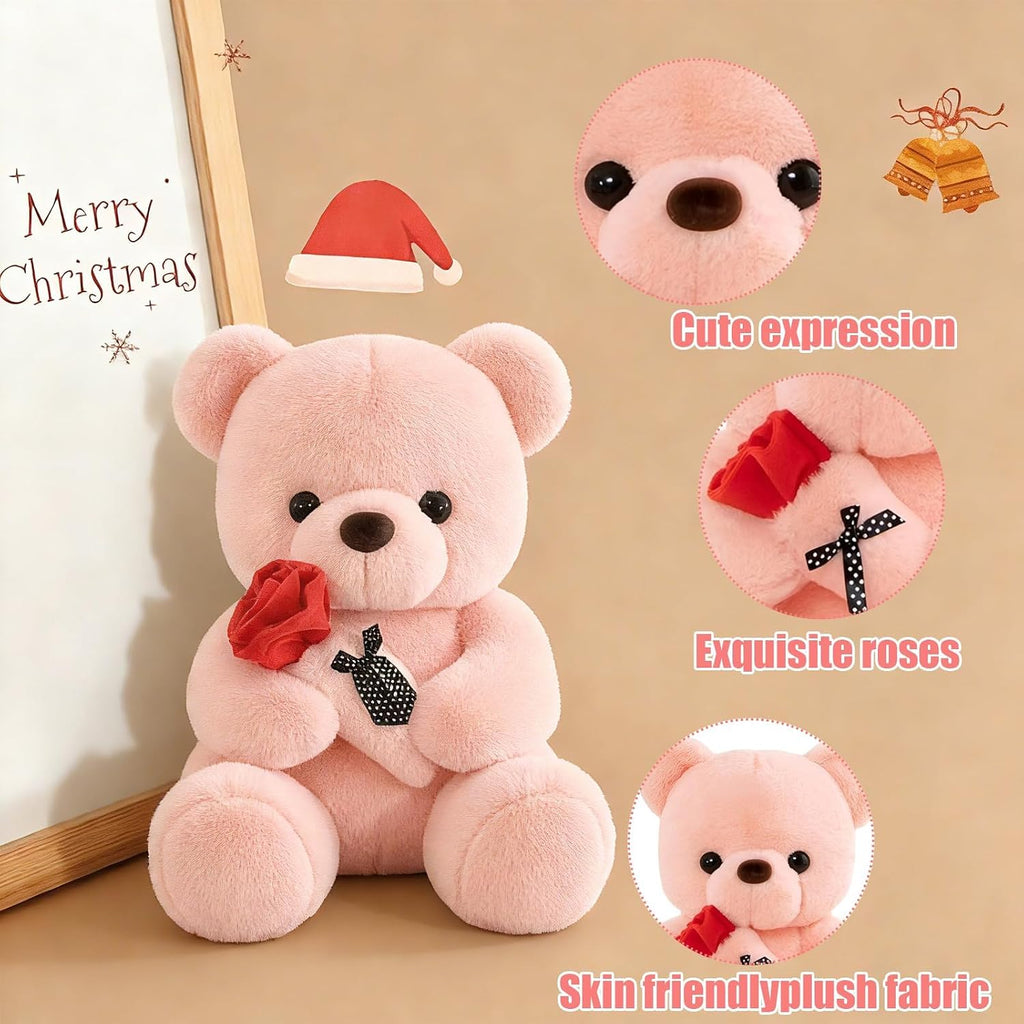 Teddybaer mit Rose Kuscheltier Geschenk fuer Freundin Valentine Baer