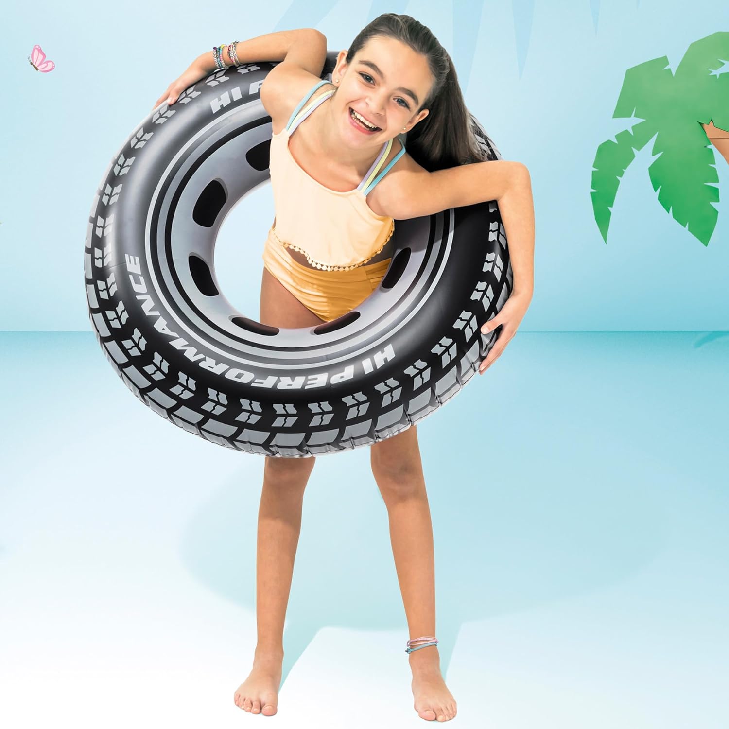 Intex Schwimmring Reifen 91 cm Vinyl schwarz Aufblasbar