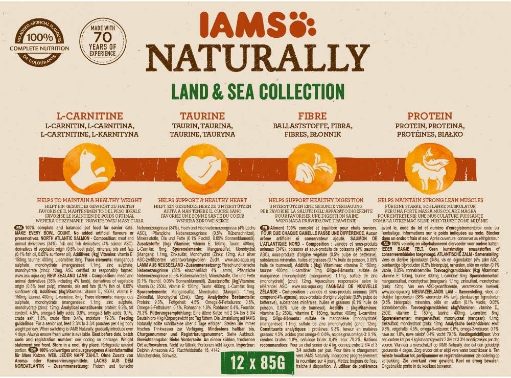 IAMS Naturally Senior Katzenfutter Nass Land & Sea Collection 12x85g