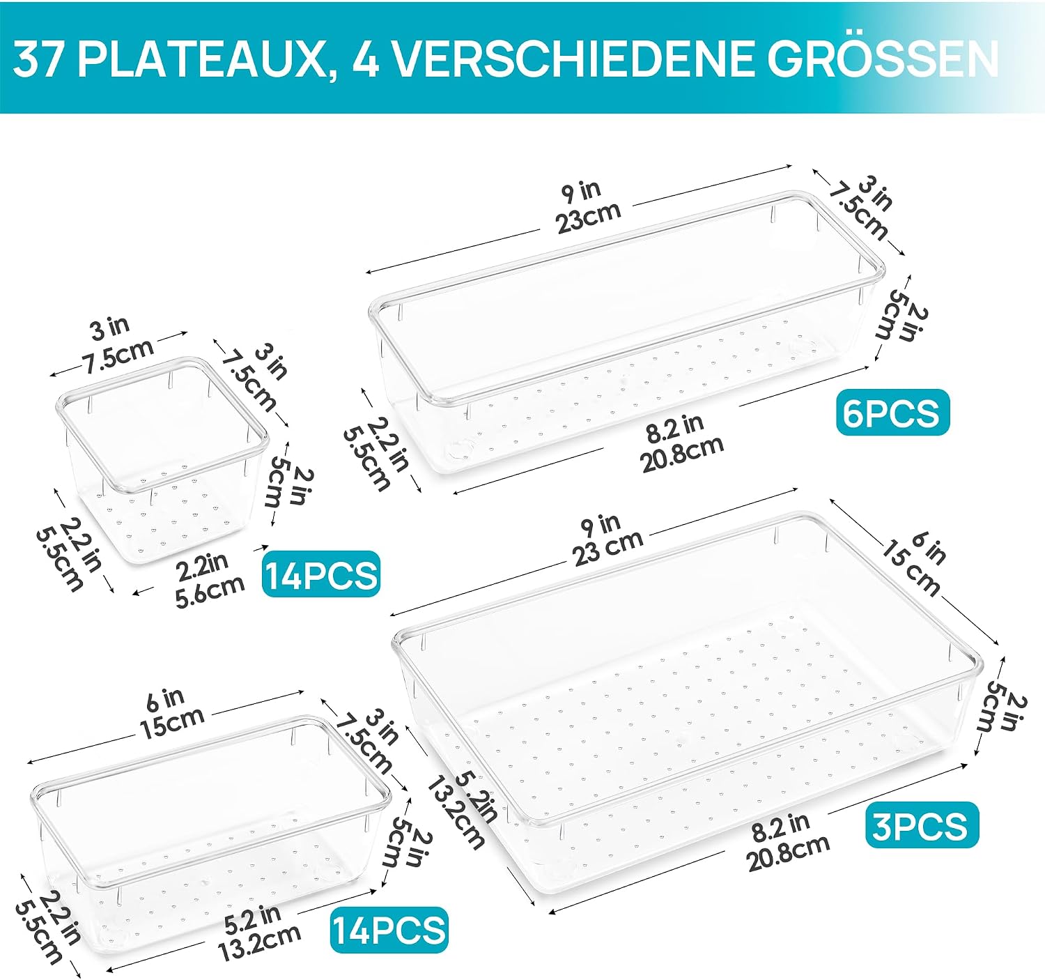 Vtopmart Schubladen Organizer 25 Teile 4 Groessen Besteckeinsatz Aufbewahrung
