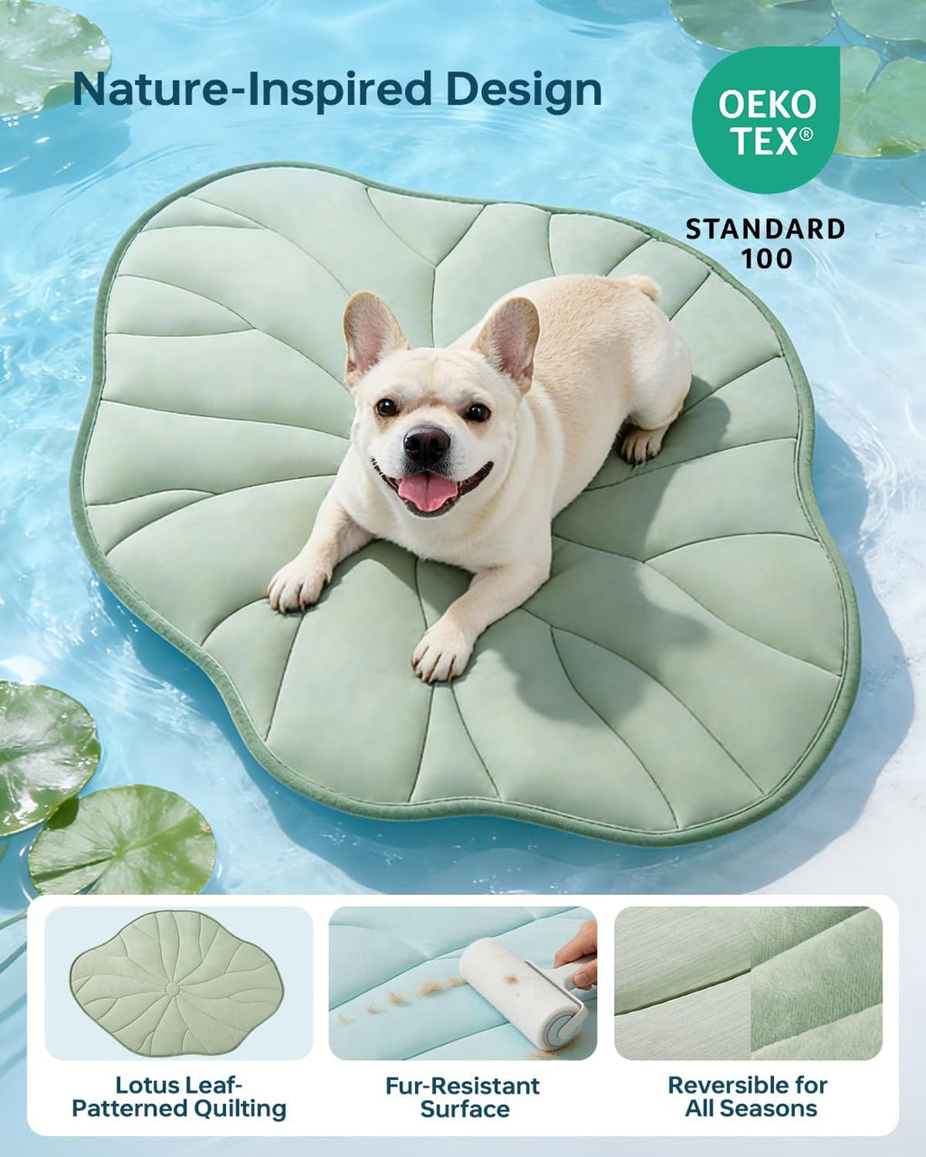 BG-BABYGO Kuehlmatte Reversibel selbstkuehlend M 68×99 cm gruen fuer Hund Katze