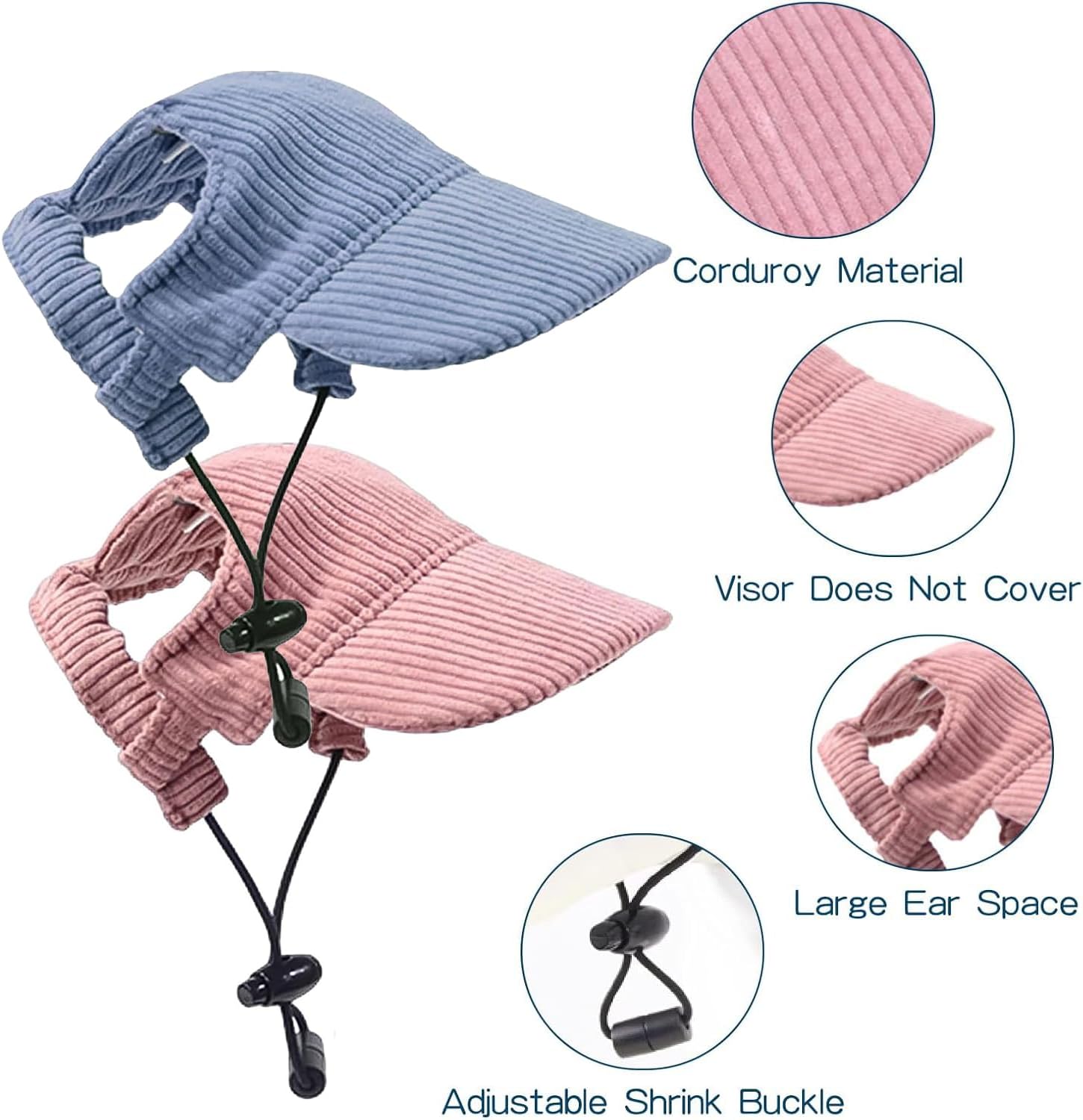 Hunde Baseballmuetze mit Ohrloechern verstellbar S-M Rosa Sonnenschutz