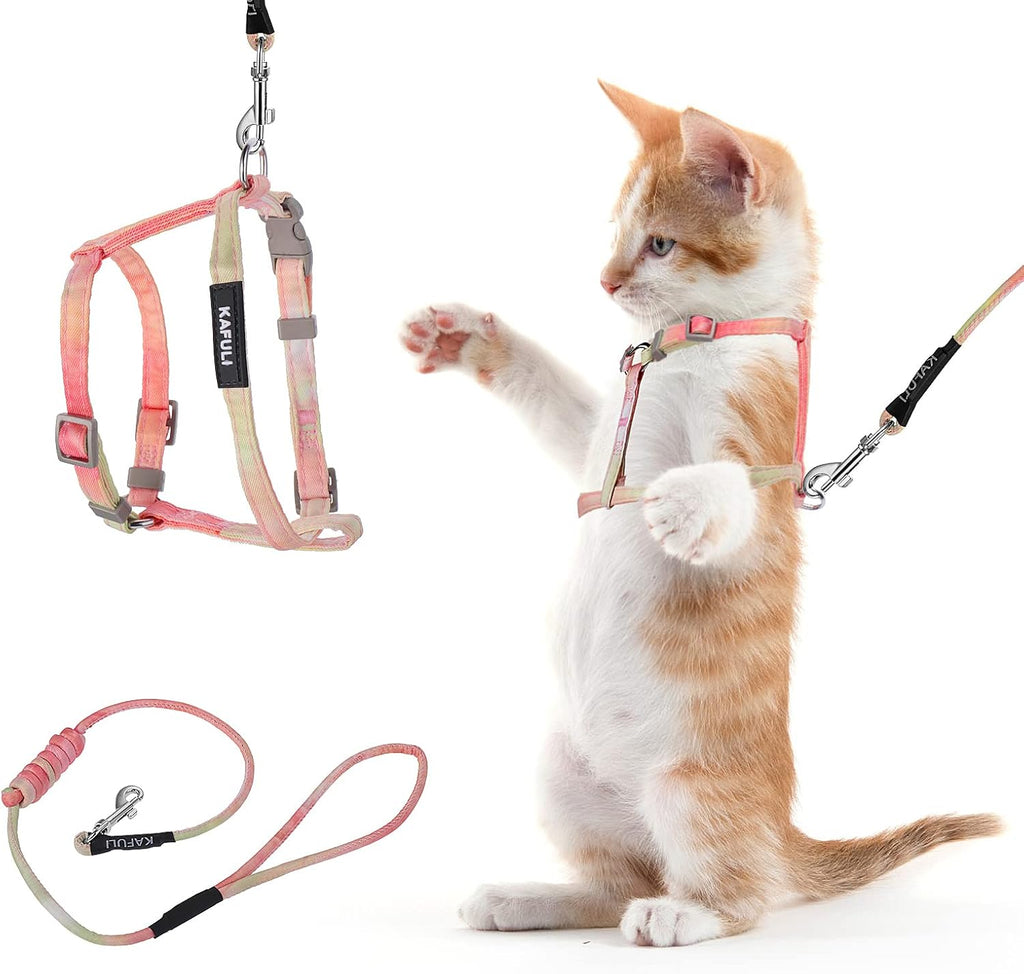 TIESOME Katzengeschirr mit Leine und Halsband, verstellbar, ausbruchsicher, Farb