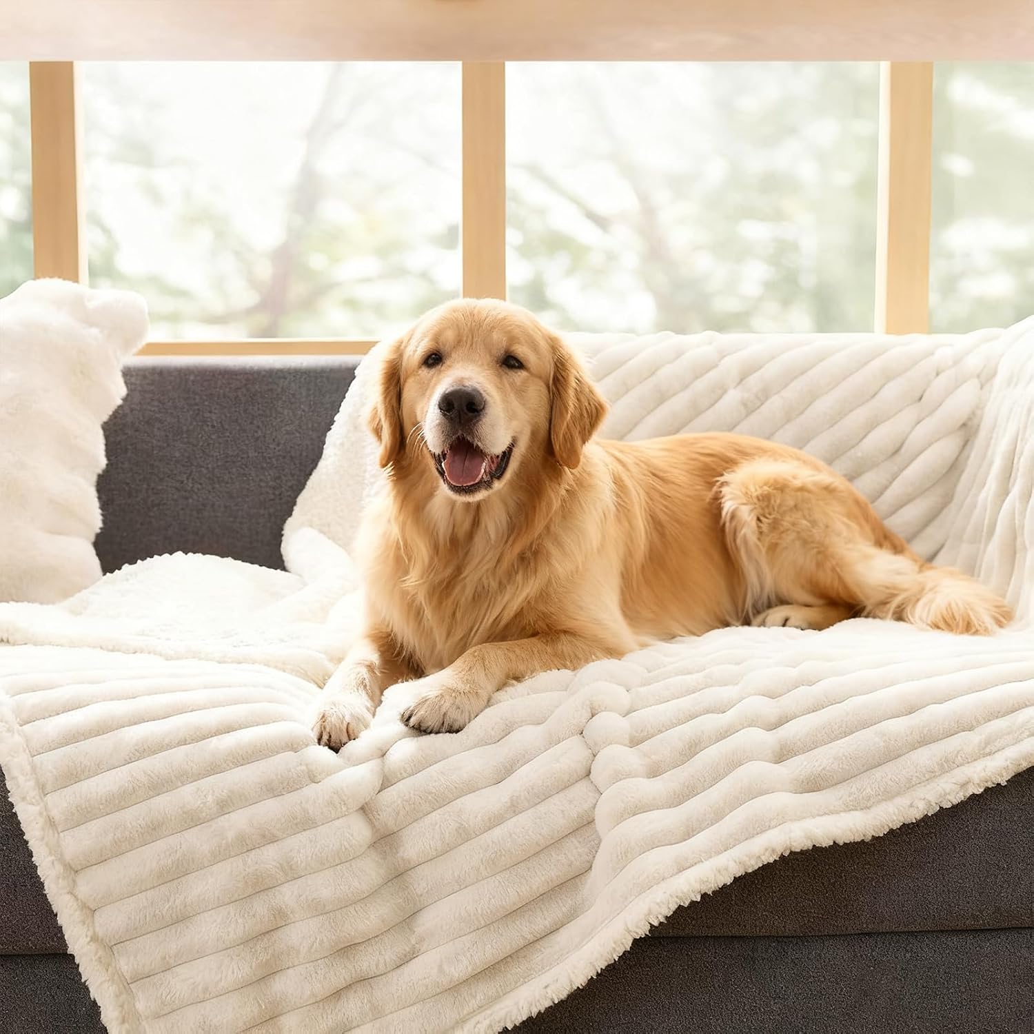 Wasserdichte Hundedecke Flauschig Waschbar Sofa Schutz 65x88 cm Creme